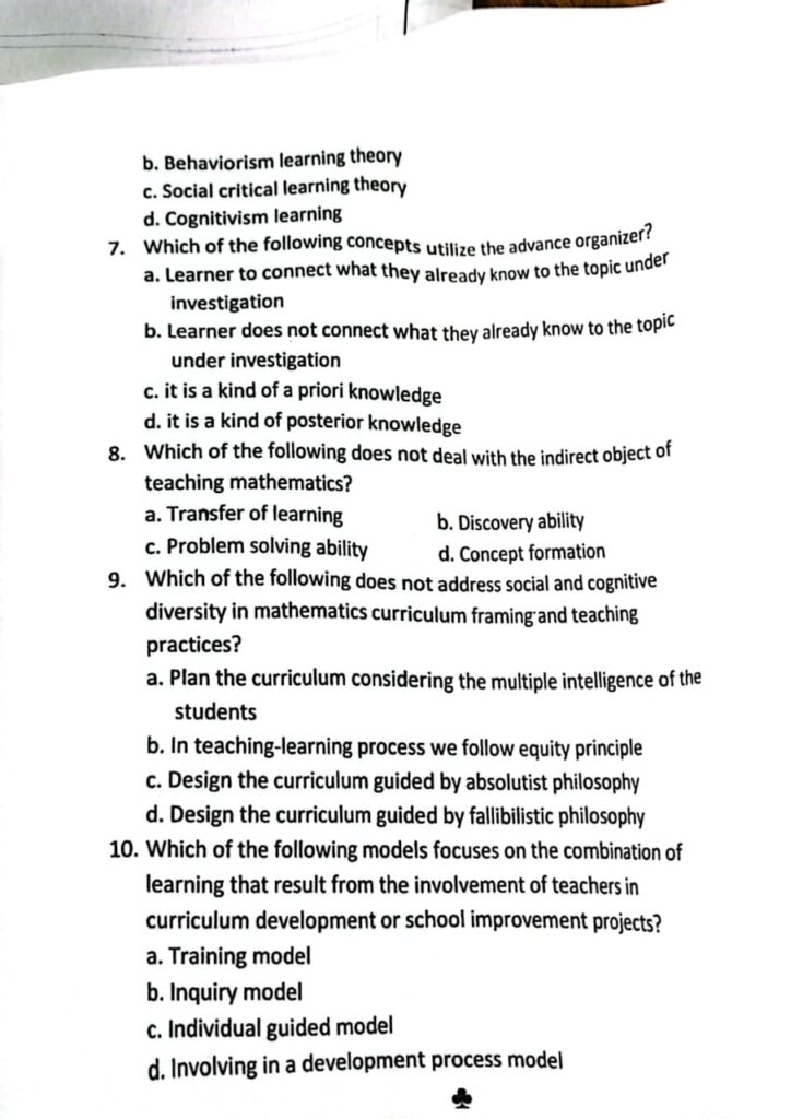 Master First Semester Math Ed. - 515 Foundation Of Mathematics Education. 